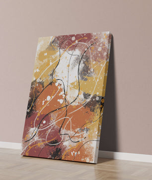 Pieza de arte abstracto colorida con trazos y salpicaduras audaces