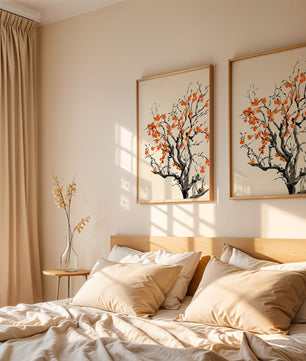 Elegant watercolor tree with vibrant orange fruit