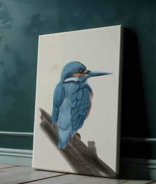 Illustration of a vibrant blue bird on a branch