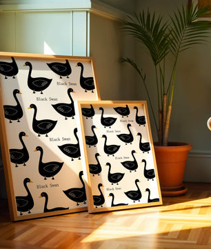Seamless bird pattern with minimalist design and bold accents