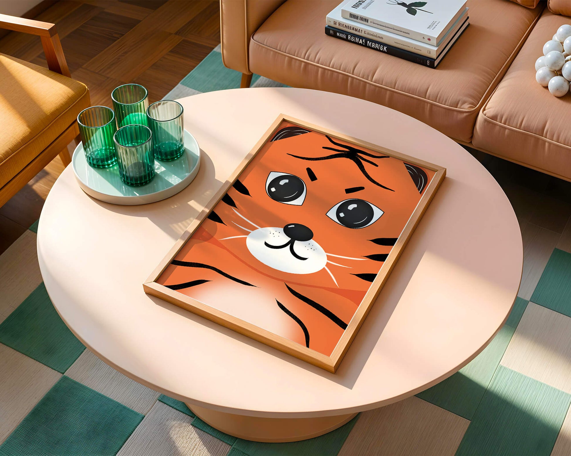 Adorable tiger face illustration with bold features