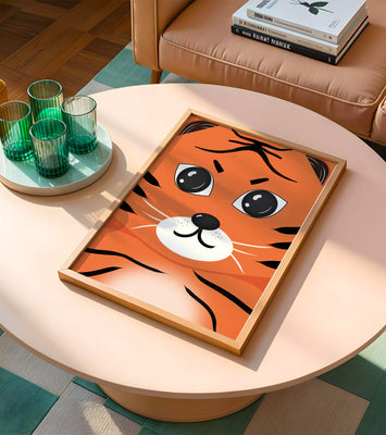 Adorable tiger face illustration with bold features