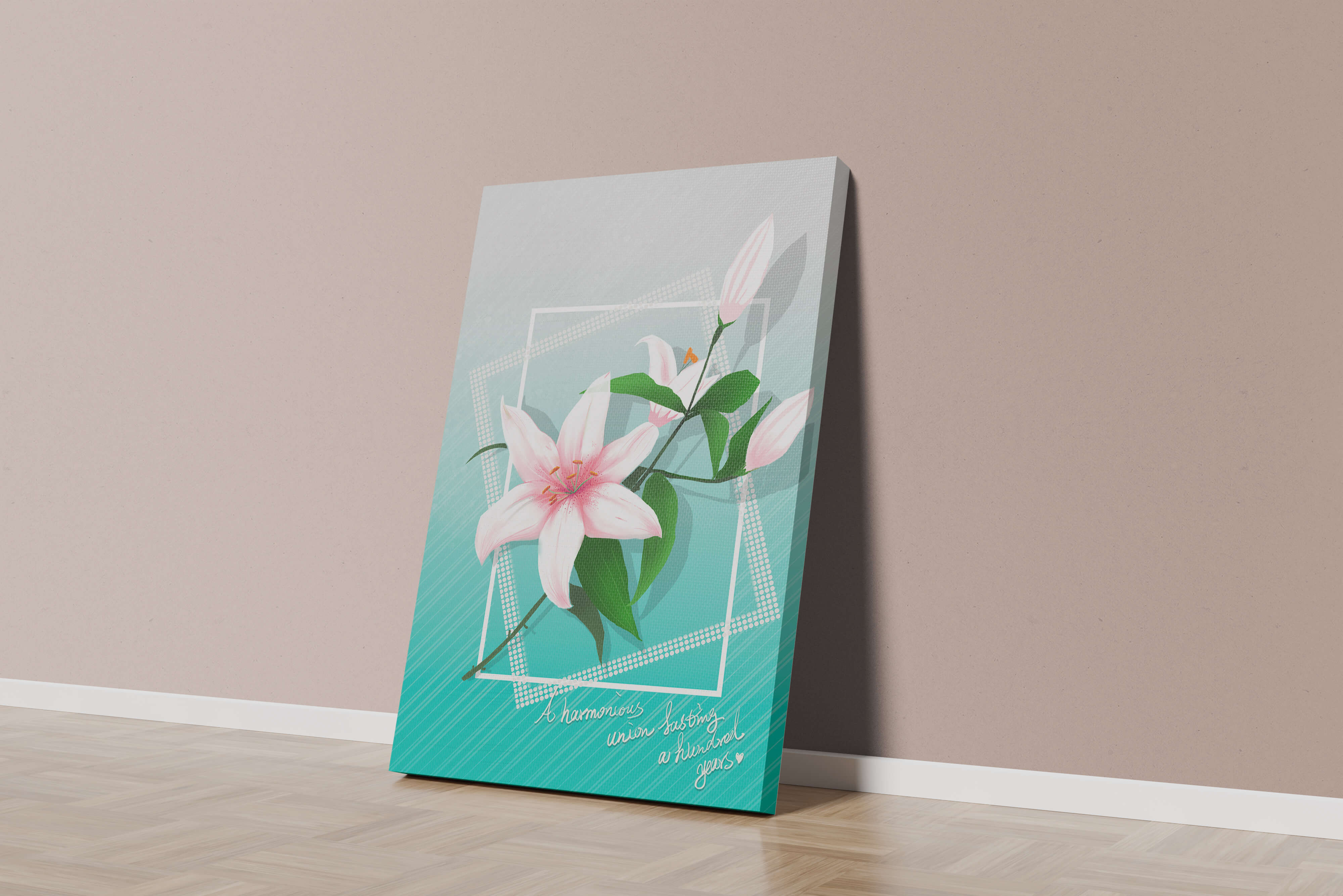 Elegant floral design with pink lilies and modern accents