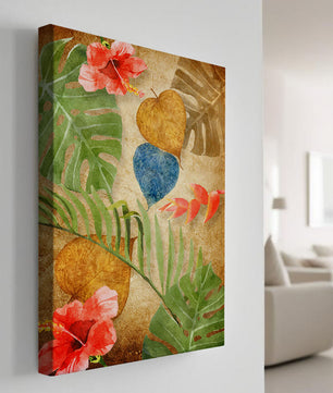 Vibrant tropical leaves and flowers watercolor design