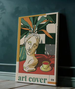 Abstract Art with Bust and Coffee Cup