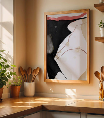 Abstract Composition with Bold Black and Subtle Gold Accents