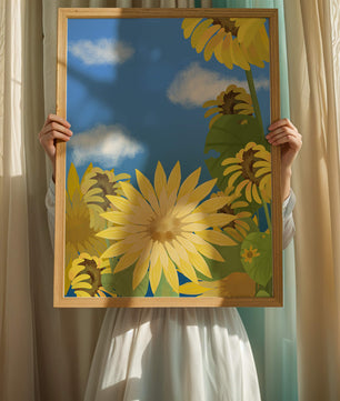 Sunny Sunflowers Against a Bright Blue Sky