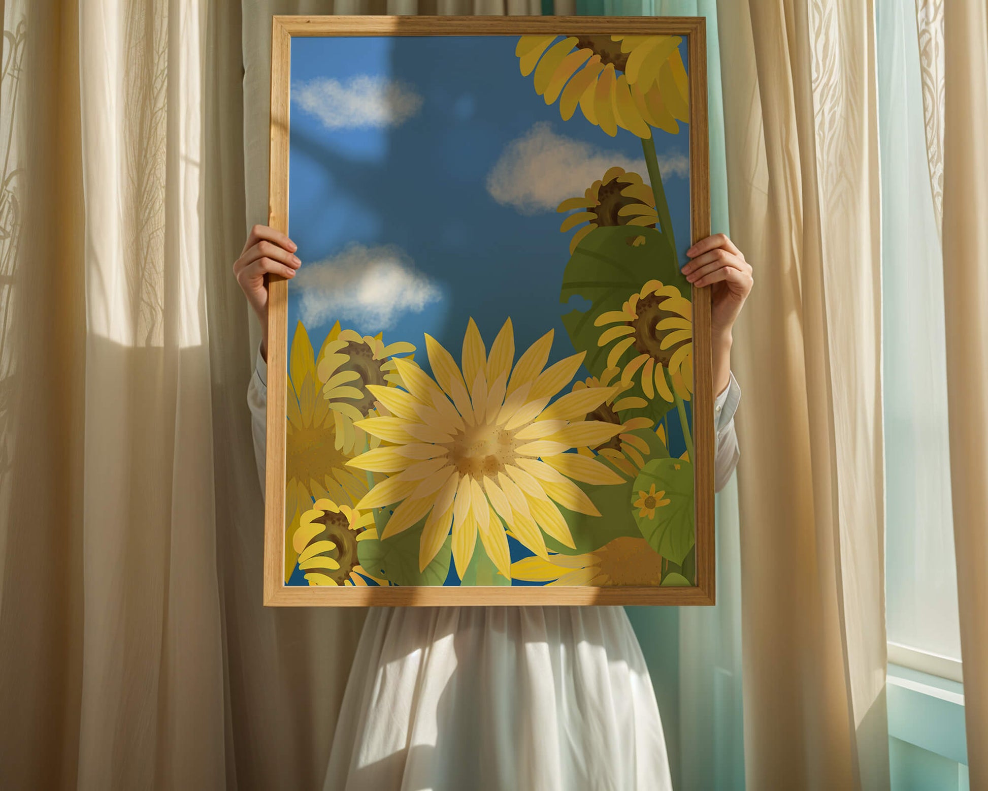 Sunny Sunflowers Against a Bright Blue Sky