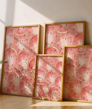 Watercolor watermelon slice pattern full of vibrant summer vibes
