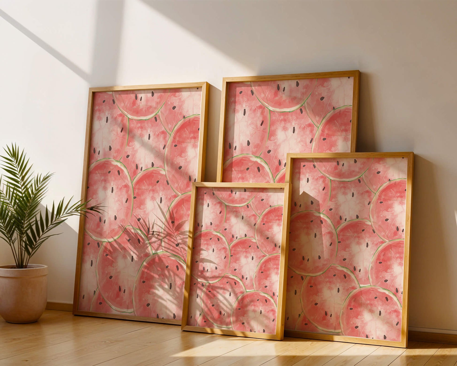 Watercolor watermelon slice pattern full of vibrant summer vibes