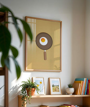 Fried Egg in a Pan on a Light Brown Background - Mi tienda