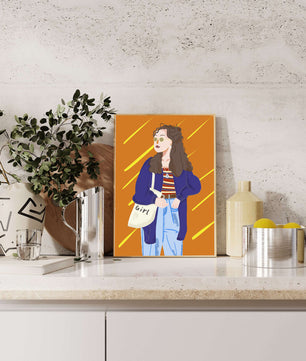 Trendy girl with sunglasses and casual outfit illustration