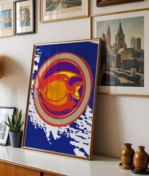 Abstraktes kreisförmiges Design mit lebendigen Farben und Pinselstrichen