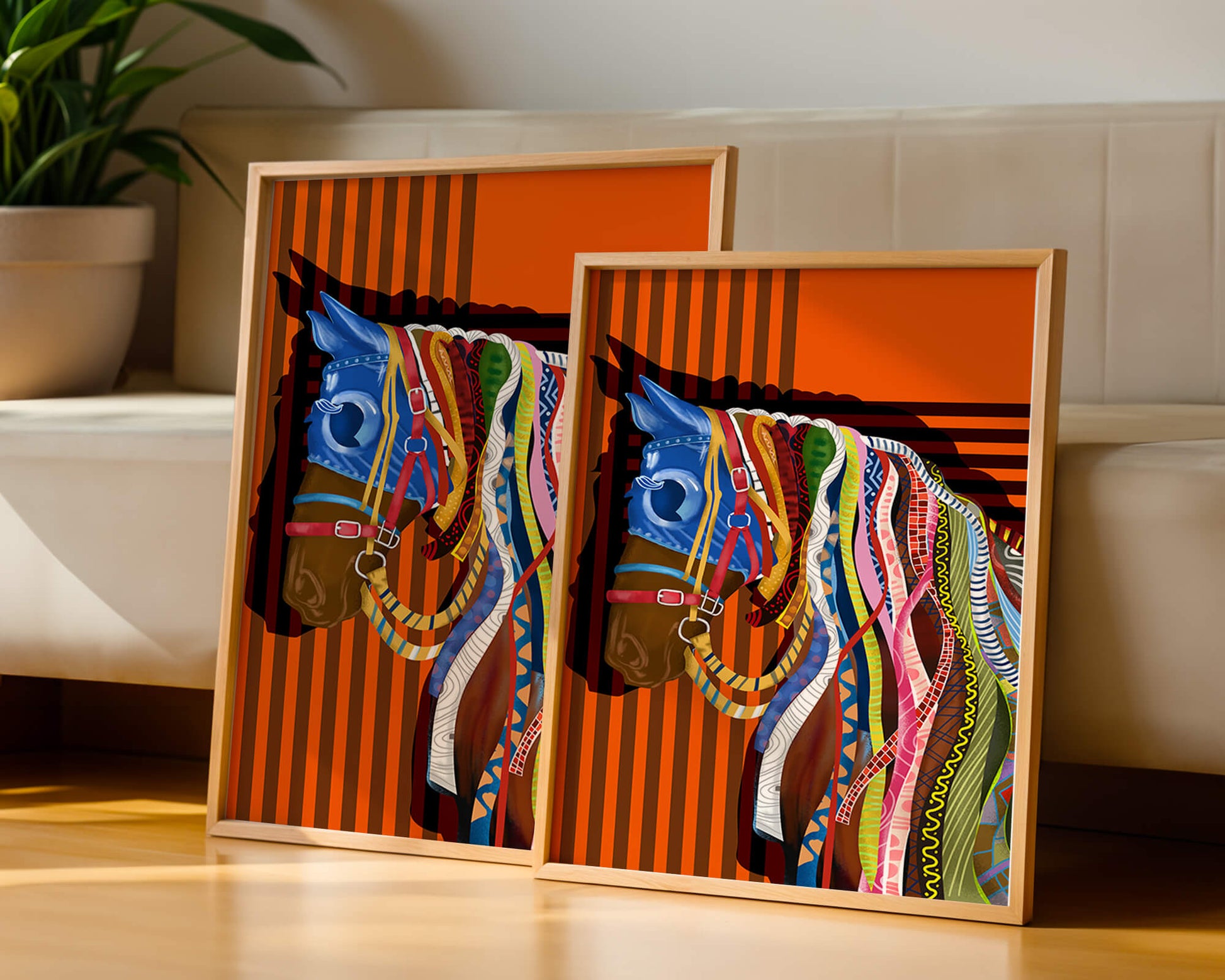 Colorful abstract horse art with intricate patterns