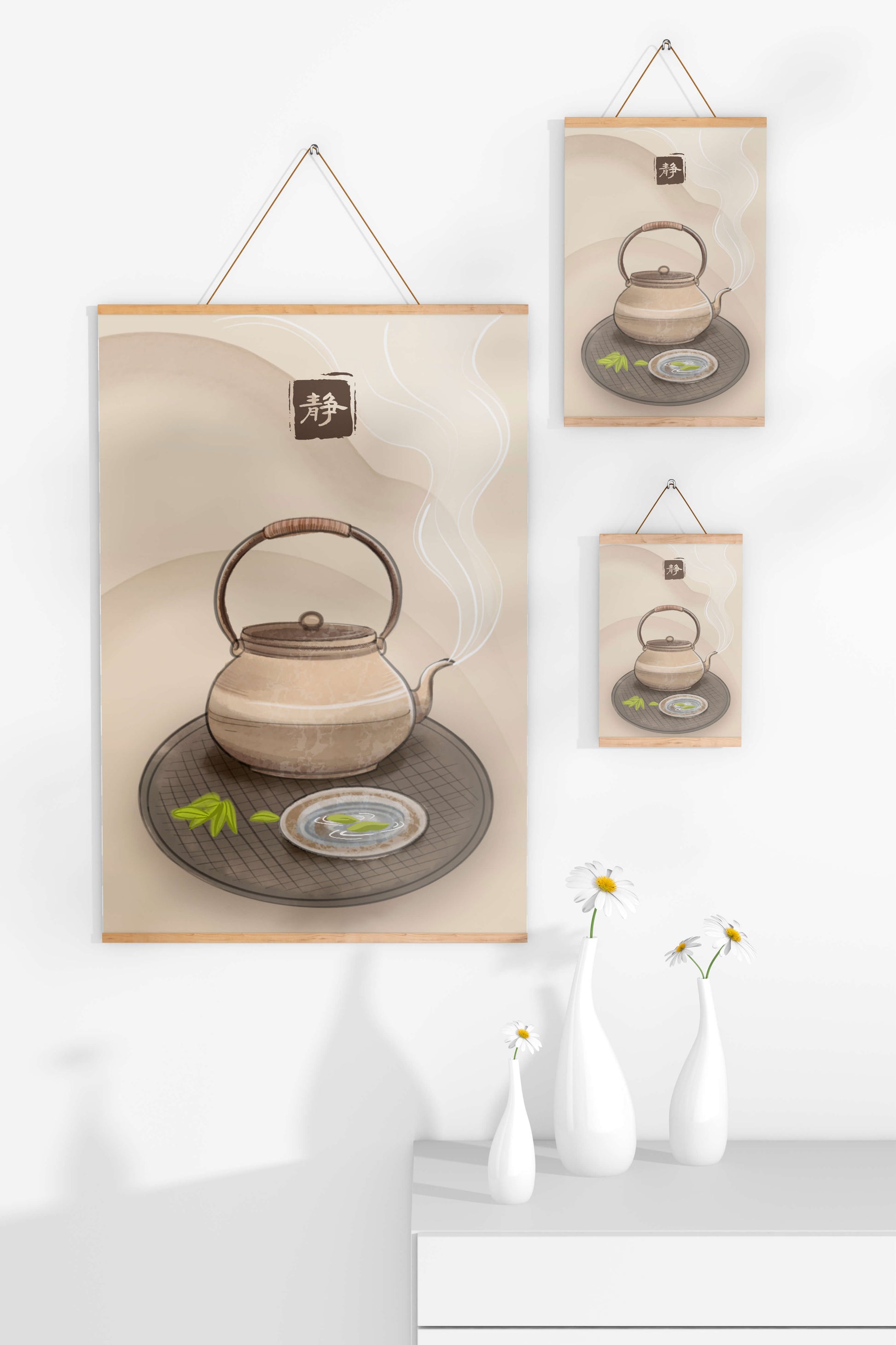 Tetera japonesa tradicional con té humeante y ambiente sereno