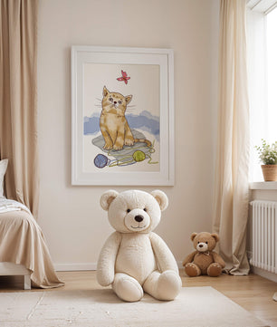 Adorable Kitten Playing with Yarn and Watching Butterfly - Mi tienda