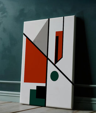 Geometric Abstract Art with Red and Green Accents