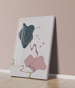 Abstract Minimalist Art with Curved Lines and Golden Accents