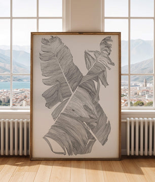 Ilustración abstracta monocromática de hojas superpuestas