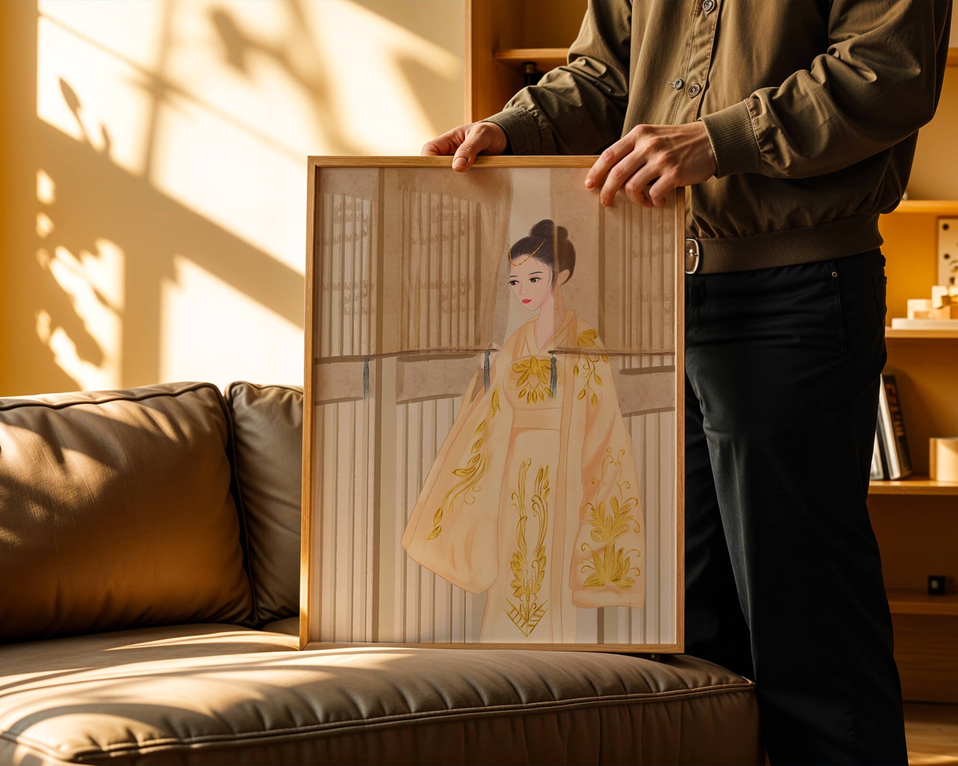 Traditional Chinese attire with gold embroidery and elegant design