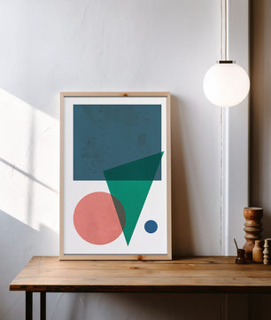 Abstract Geometric Composition with Overlapping Shapes on Textured Background - Mi tienda