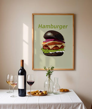 Delicious hamburger illustration with vibrant ingredients