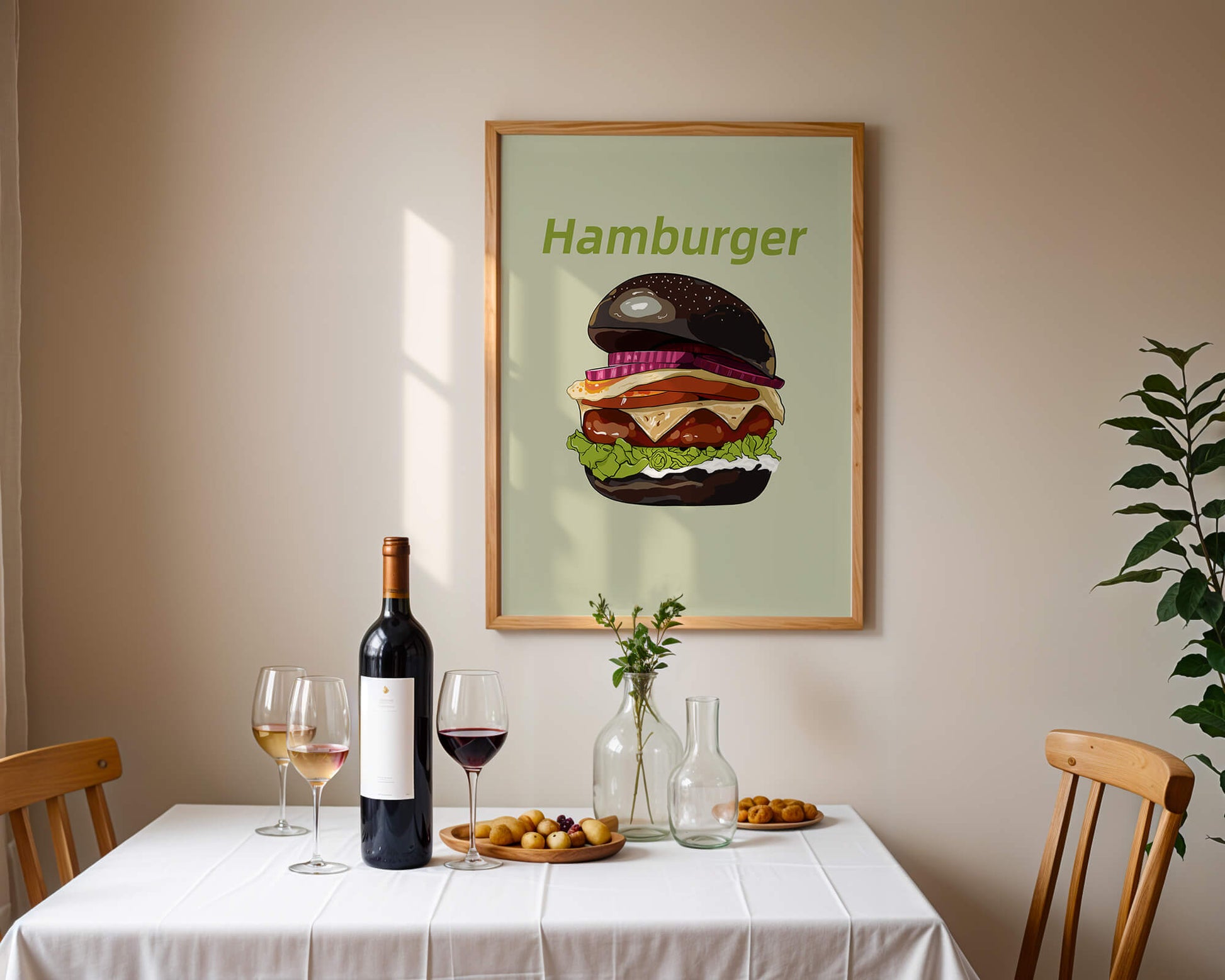 Delicious hamburger illustration with vibrant ingredients