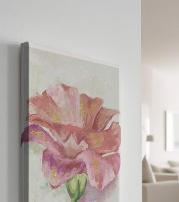 Beautiful pink flower painting with golden accents