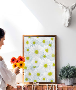White Daisies Pattern with Yellow Centers