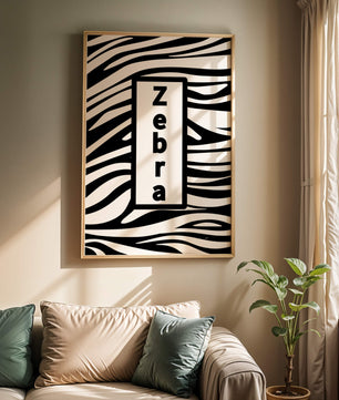 Diseño elegante de impresión de cebra con acento de texto en negrita