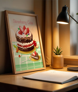 Delicioso pastel de chocolate y fresa con crema y frutas