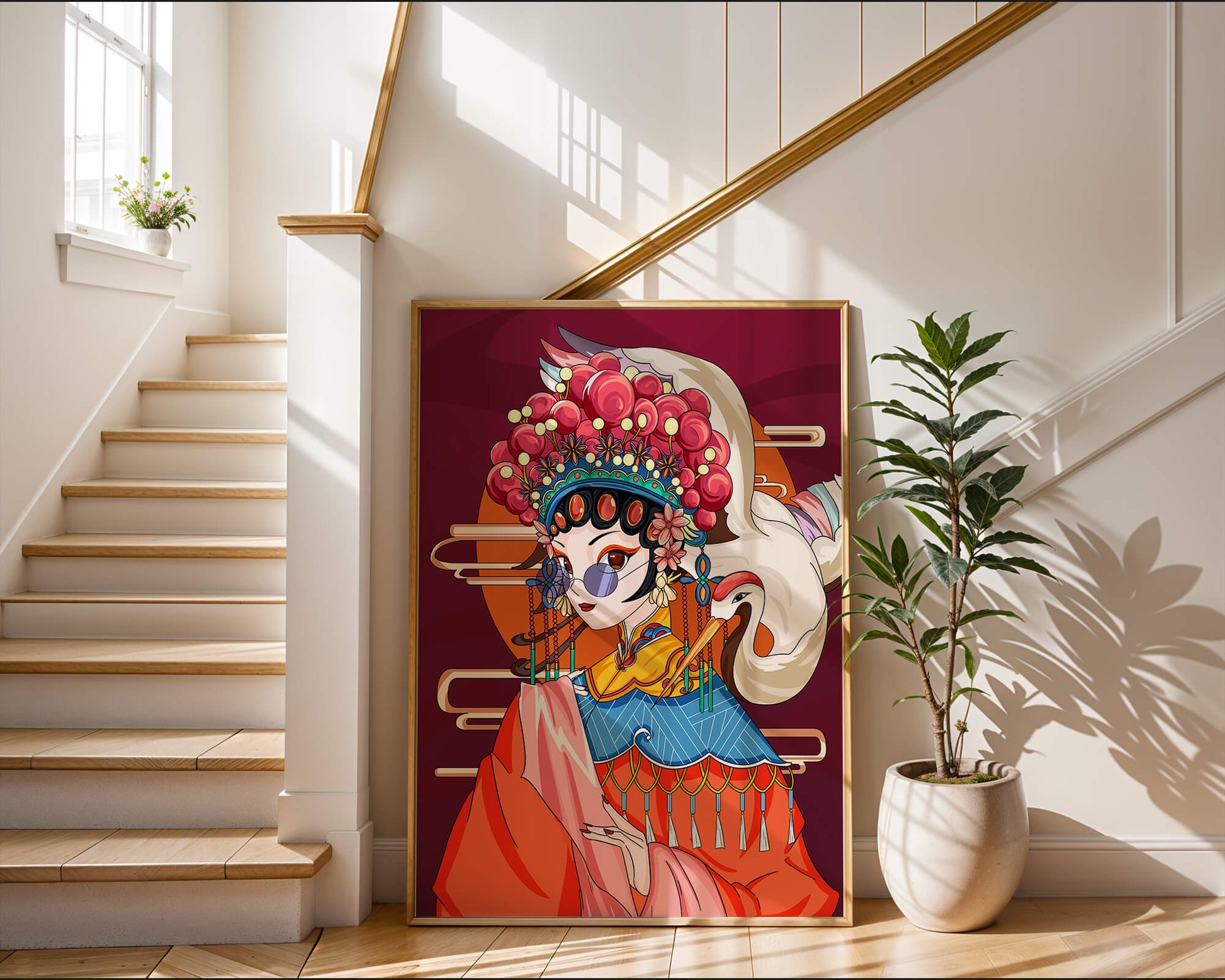 Elegant Chinese opera character illustration with vibrant colors