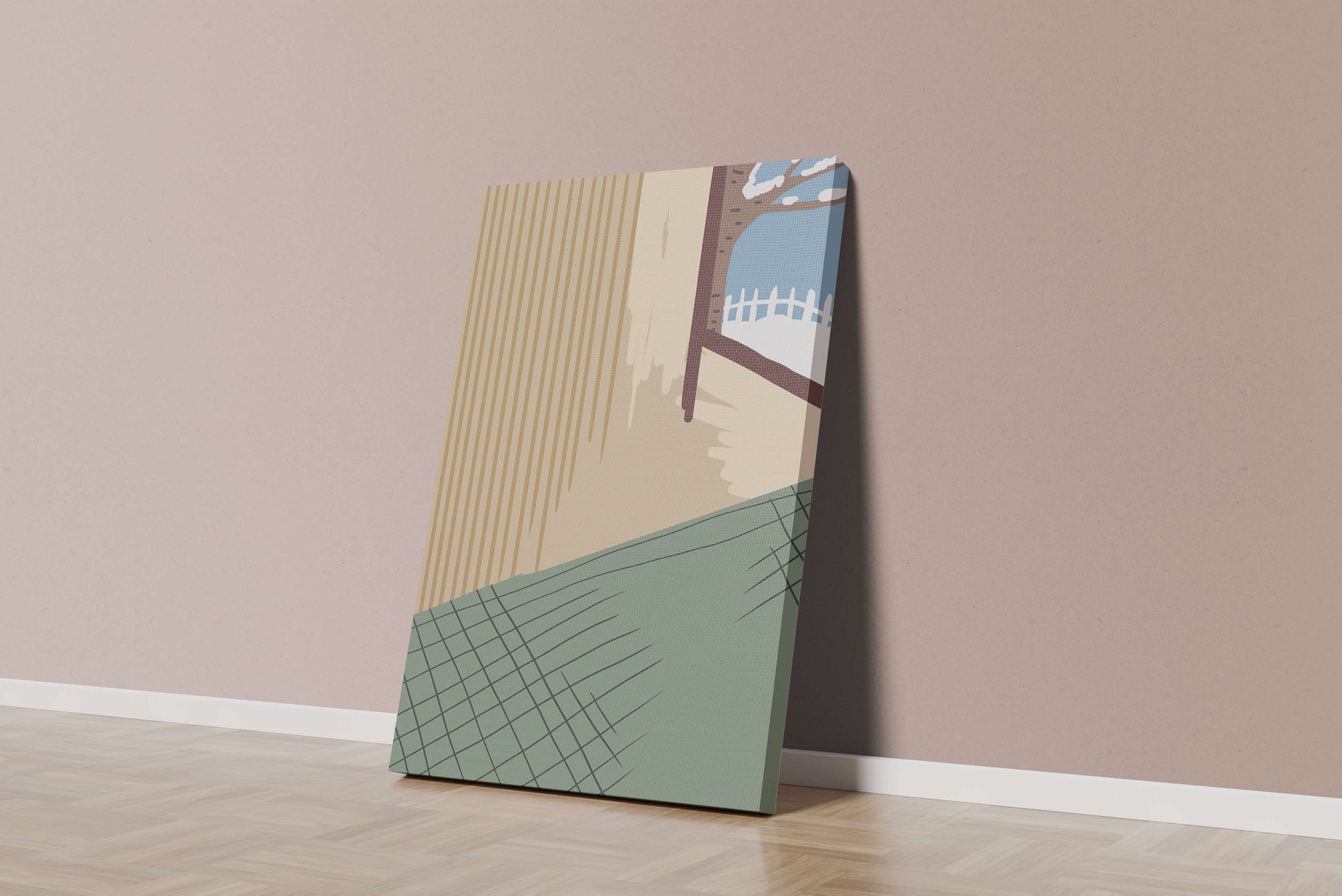 Interior Scene with Winter View Through a Window