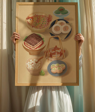 Illustration colorée de la cuisine chinoise avec divers plats
