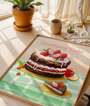 Delicioso pastel de chocolate y fresa con crema y frutas