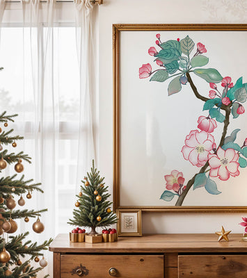 Elegant floral watercolor illustration with cherry blossom