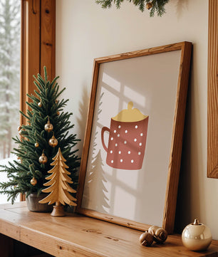 Decorative polka dot mug with yellow lid illustration