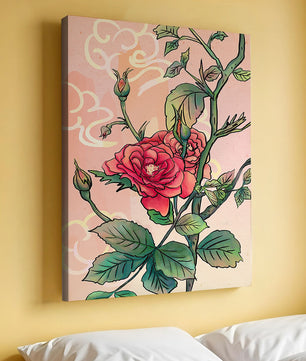 Ilustración Elegante de Rosa con Fondo Pastel Suave