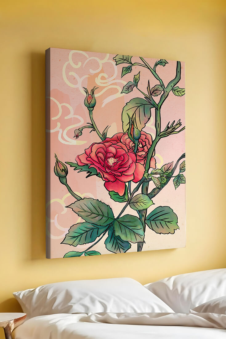 Ilustración Elegante de Rosa con Fondo Pastel Suave