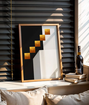 Modern abstract geometric artwork with gold accents - Mi tienda