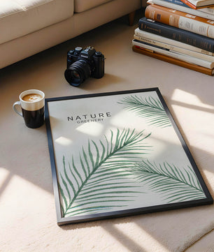Elegant Green Palm Leaves on Textured Background - Mi tienda
