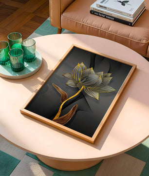 Golden Lotus Flower On Abstract Grey Background - Mi tienda