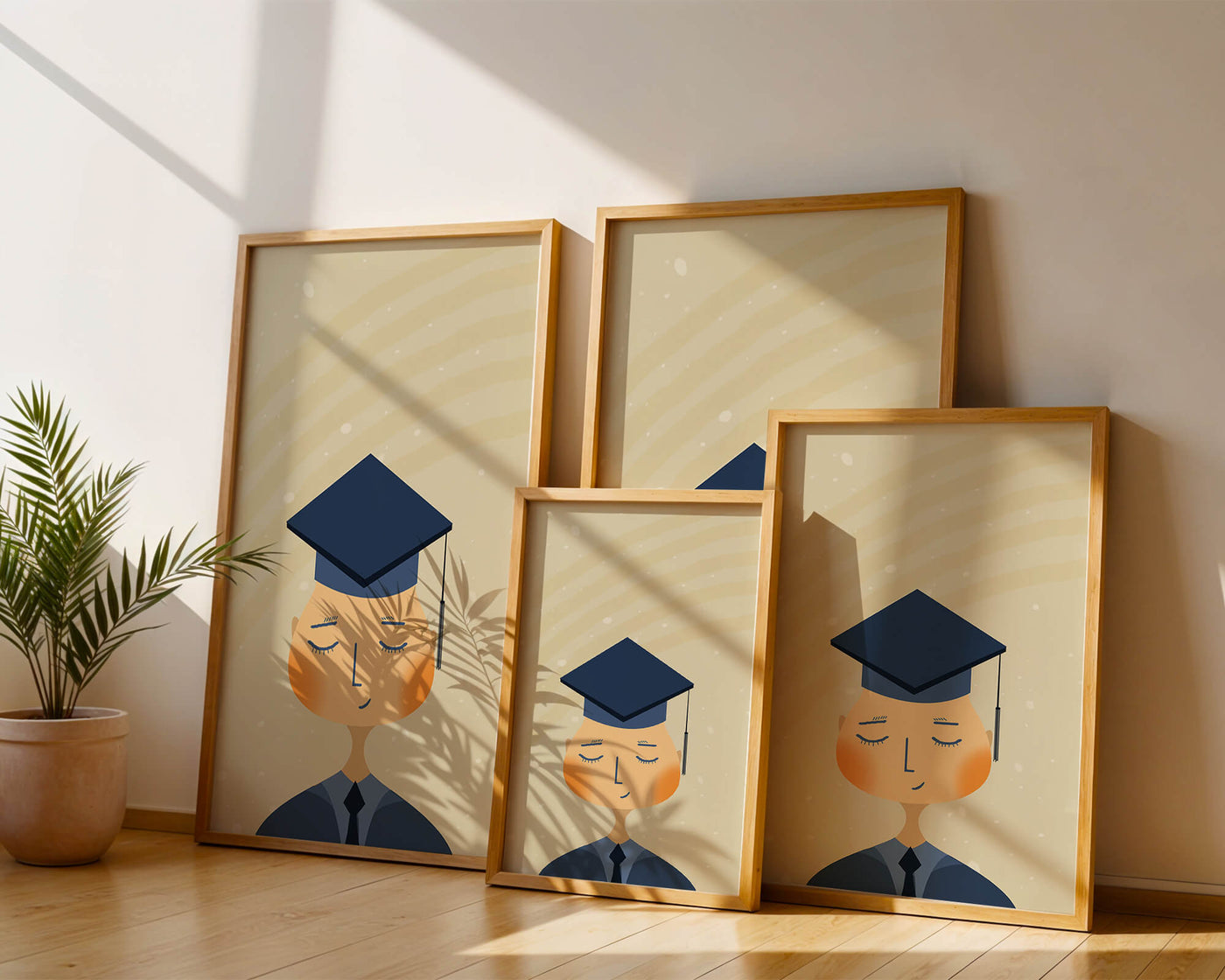 Illustration of a graduate with cap and closed eyes