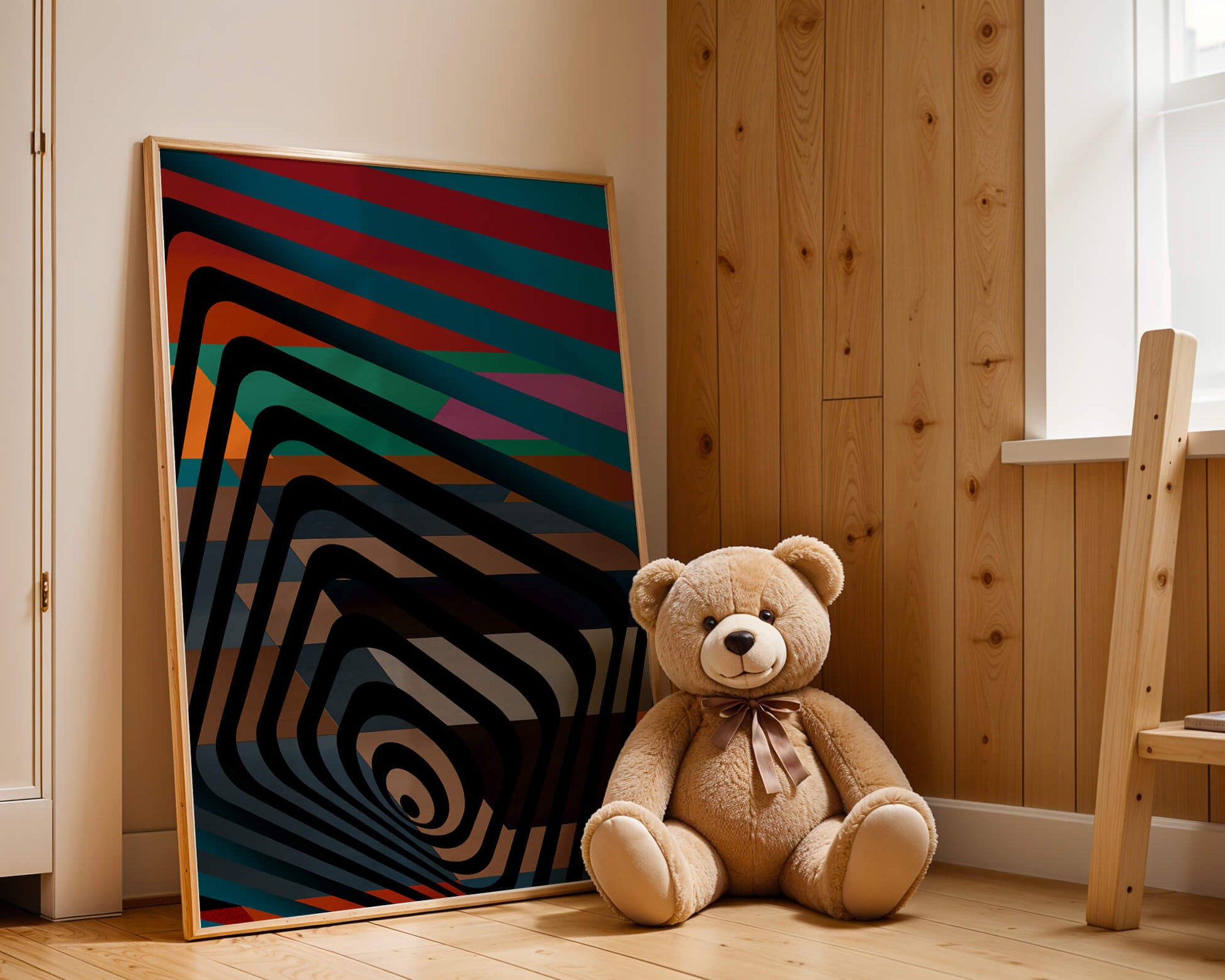 Colorful Geometric Abstract Art with Concentric Stripes