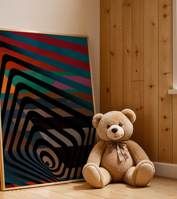 Colorful Geometric Abstract Art with Concentric Stripes