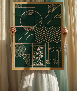 Geometric Abstract Art with Circle and Line Patterns