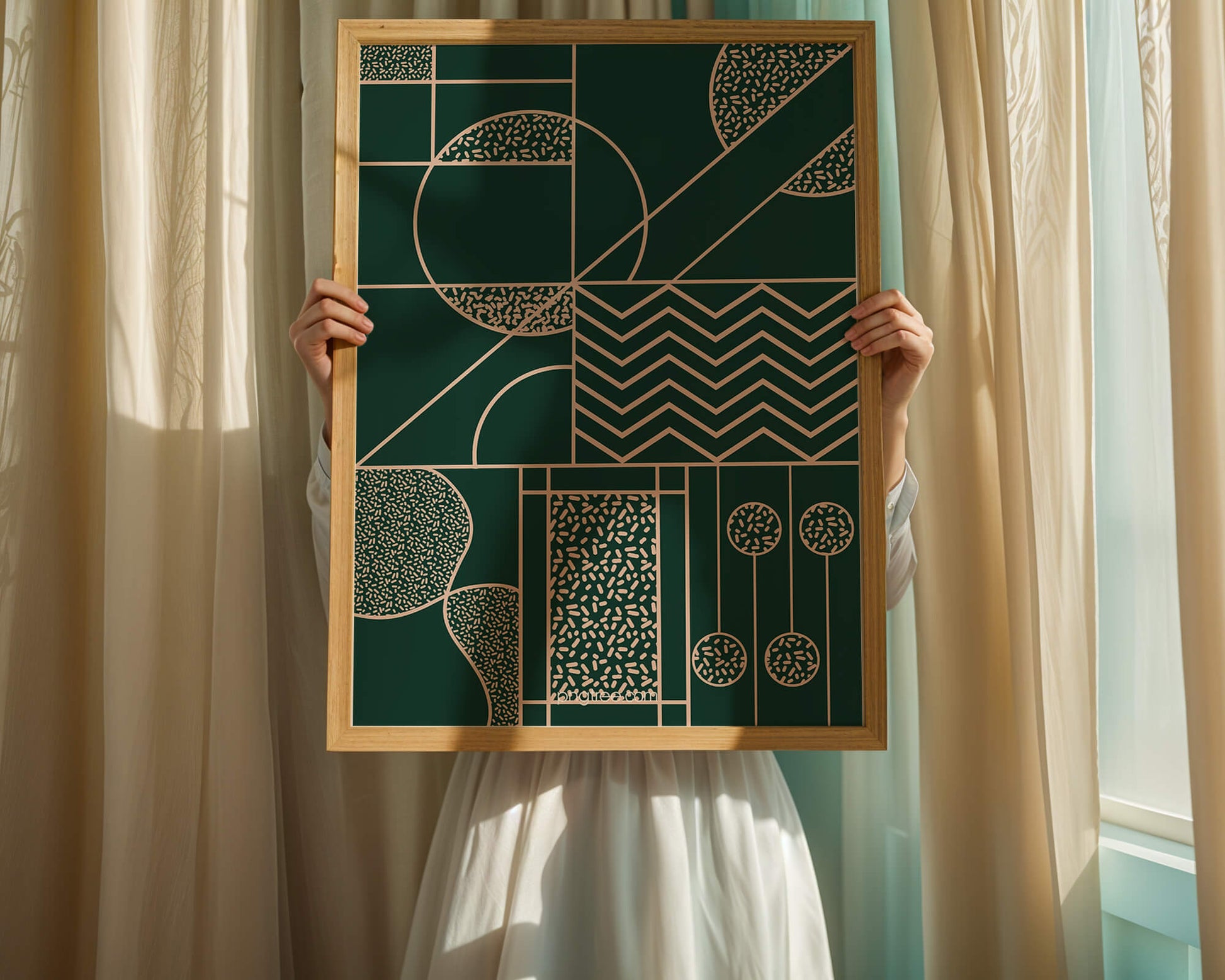 Geometric Abstract Art with Circle and Line Patterns