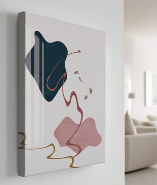 Abstract Minimalist Art with Curved Lines and Golden Accents
