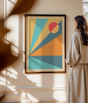 Geometric Abstract Art with Bold Colors and Circles
