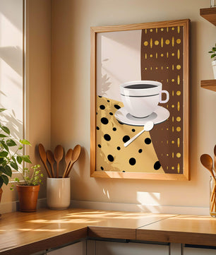 Contemporary Coffee Art with Geometric Patterns and Gold Accents - Mi tienda